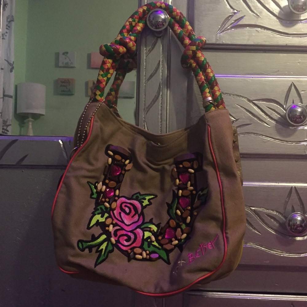 Betsey Johnson Western Canvas Horseshoe Purse
